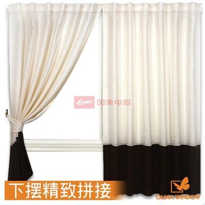 《歐麗娜窗飾》仿麻拼接透光深咖啡拉簾 窗簾(米色)圖片,外觀圖,細(xì)節(jié)圖 -國(guó)美在線